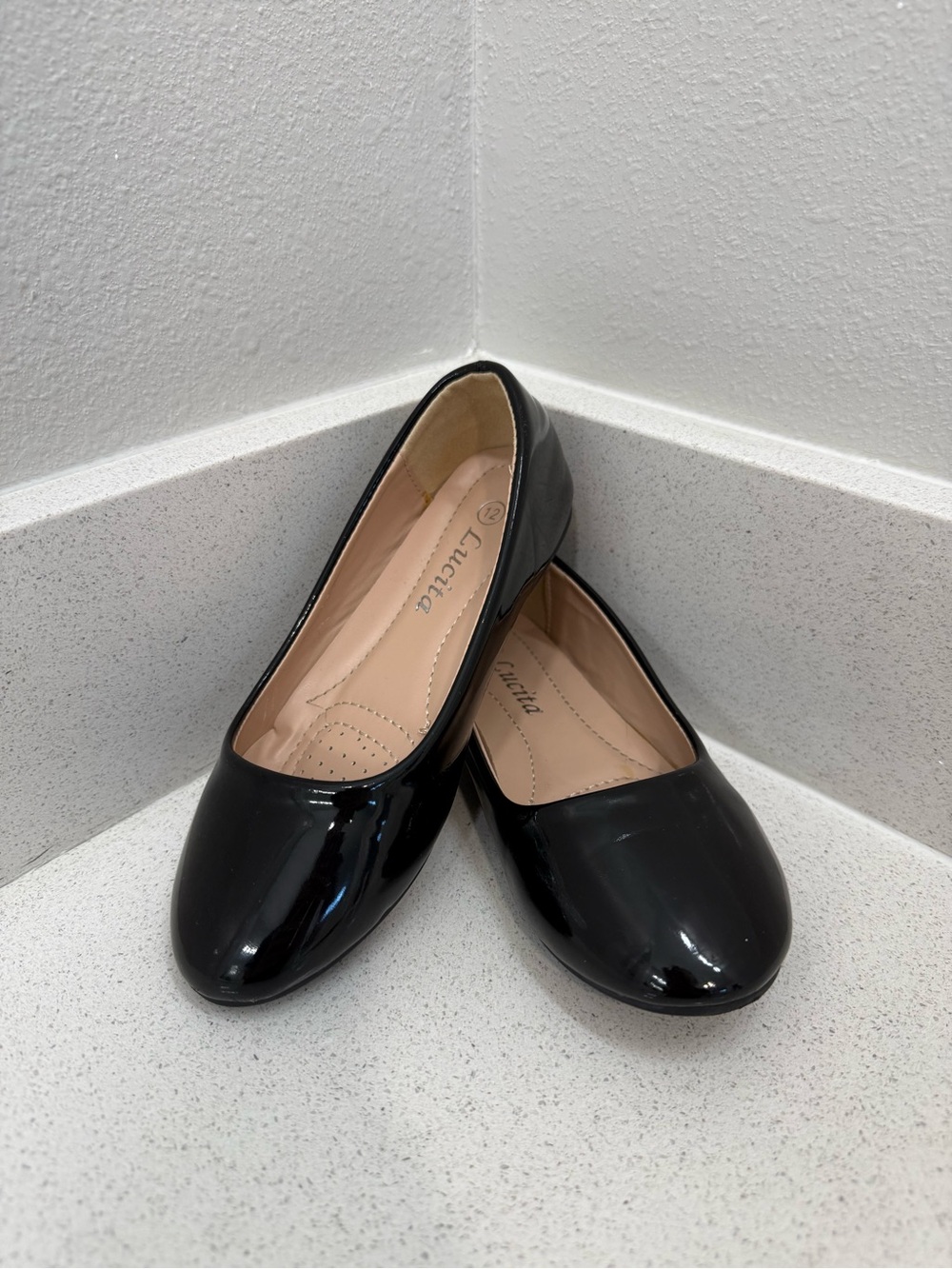 Girls Black Patent Ballet Flats